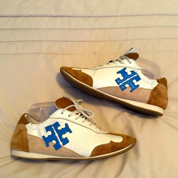 Tory Burch Shoes - Tory Burch Women's White, Tan, and Blue Sneakers